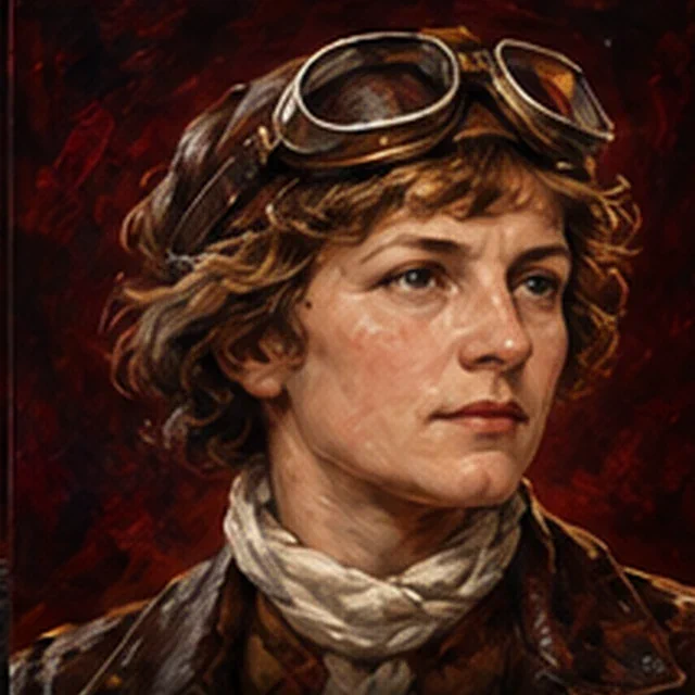 Illustrated portrait of Amelia Earhart