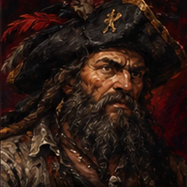 Illustrated portrait of Blackbeard