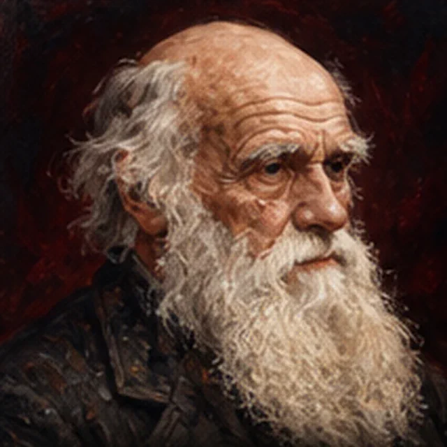 Illustrated portrait of Charles Darwin