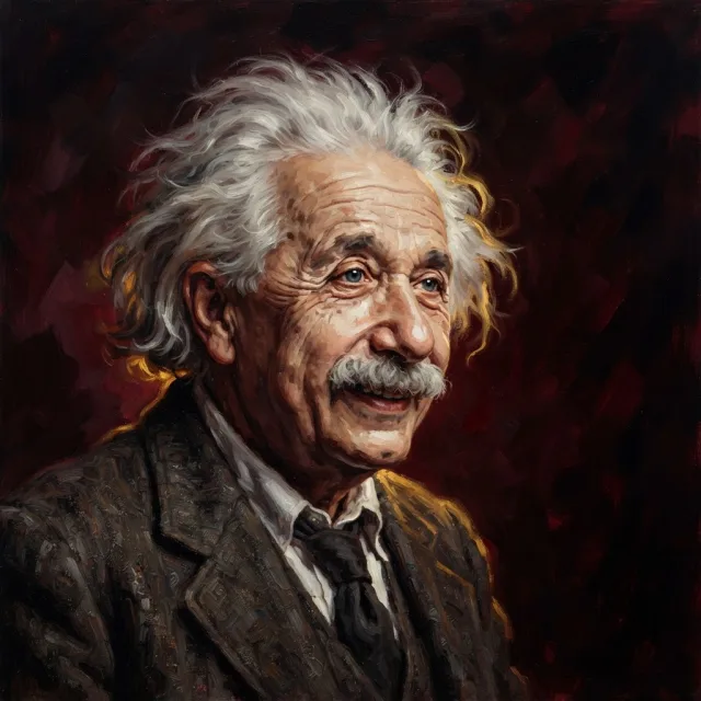 Illustrated portrait of Albert Einstein