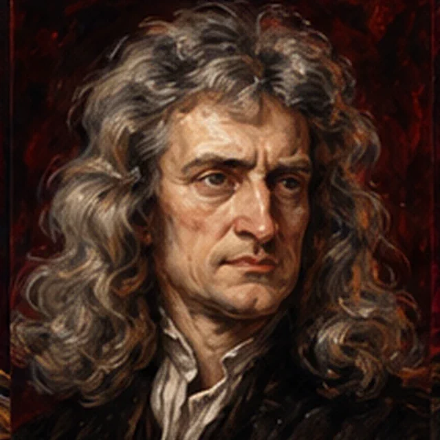 Illustrated portrait of Isaac Newton