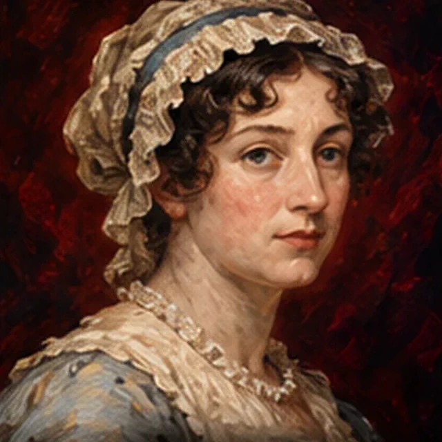 Illustrated portrait of Jane Austen