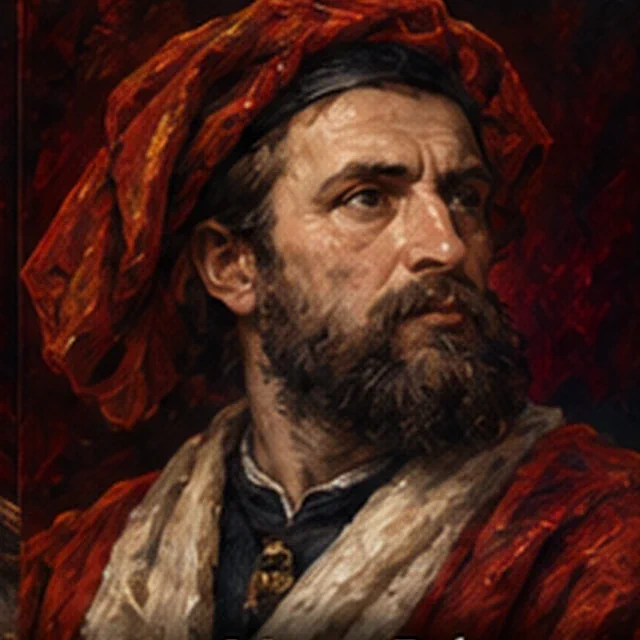 Illustrated portrait of Marco Polo