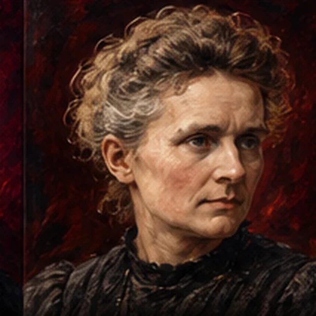Illustrated portrait of Marie Curie