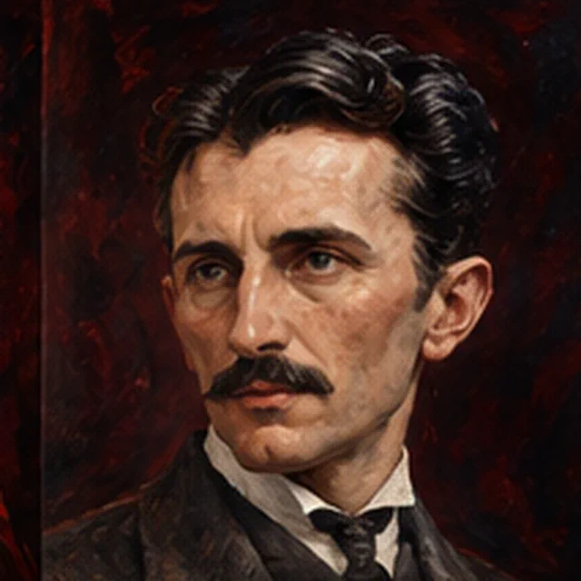 Illustrated portrait of Nikola Tesla